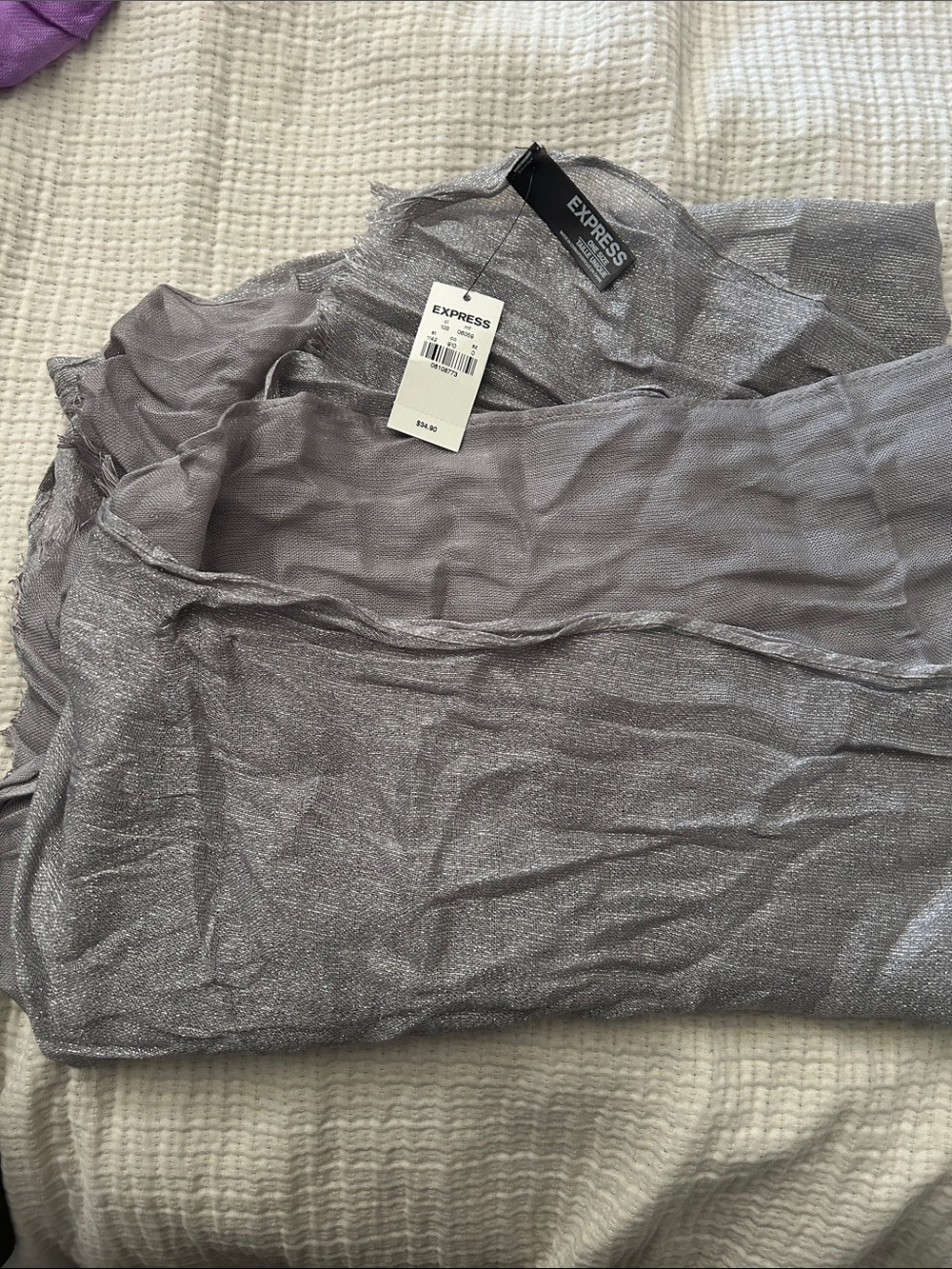 Express Men’s Shimmery Silver Long-Sleeve Top